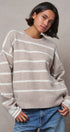 Cloud Nine Fuzzy Stripe Sweater in IVORY BEIGE - Women's Sweaters | Urban Daizy