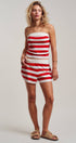 Urban Daizy Retro Striped Knit Bandeau & Shorts Co-ord Set Ivory-Navy Lounge Set - Women's (UDST0149-Ivory-Navy) – alternate view 8