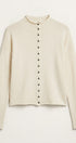 Striped Polo Collar Button Sweater with Rolled Edges in IVORY - Women's Cardigans & Shrugs | Urban Daizy