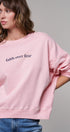 Oversized Graphic Sweatshirt Pigment Wash Cotton Crewneck in PINK CLAY - Women's Sweatshirts & Hoodies | Urban Daizy