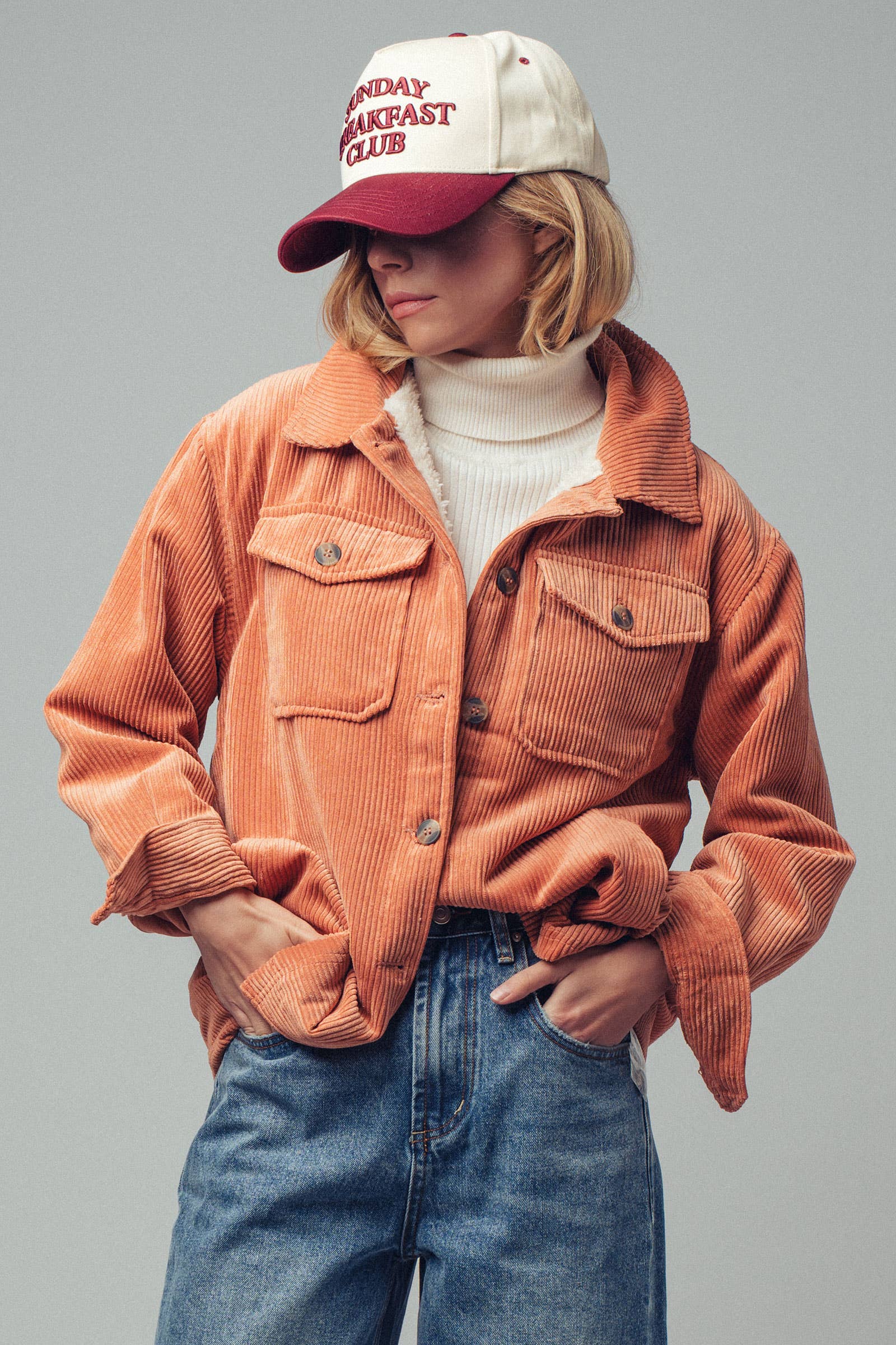 Urban Daizy Oversized Sherpa Lined Corduroy Shacket Beige Shirt Jacket Shacket - Women's (UDZ-OT-00163) – alternate view 13