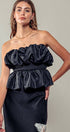 Urban Daizy Strapless Ruffle Smocked Waist Silky Peplum Top Black Blouse - Women's (UDZ-TP-00566) – alternate view 4