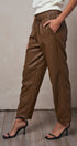 Faux Leather Drawstring Jogger Pants in BROWN - Women's Casual Pants | Urban Daizy