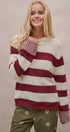 Striped Oversized Chunky Knit Sweater in BURGUNDY - Women's Sweaters | Urban Daizy