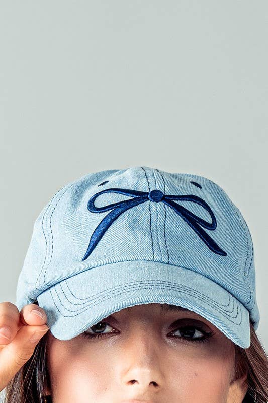 Embroidered Bow Detail Relaxed Baseball Cap