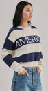Nantucket America Stripe Crewneck Sweater in IVORY NAVY - Women's Sweaters | Urban Daizy