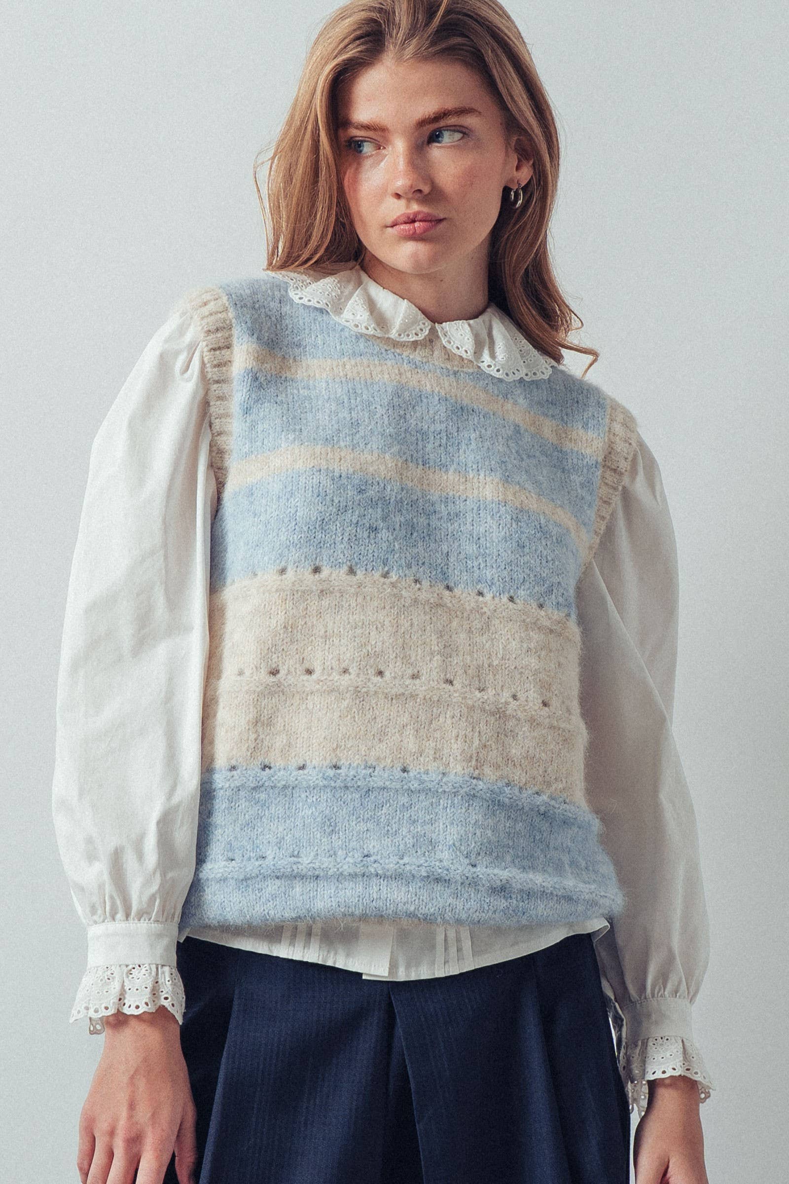 Striped Boho Knit Sweater Vest