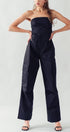 Urban Daizy Strapless Wide Leg Cargo Pocket Artisanal Jumpsuit Moss Jumpsuit - Women's (UDZ-JR-00002) – alternate view 18