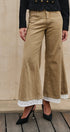 Wide Leg Lace Hem Denim Casual Pants in TAUPE	 - Women's Casual Pants | Urban Daizy