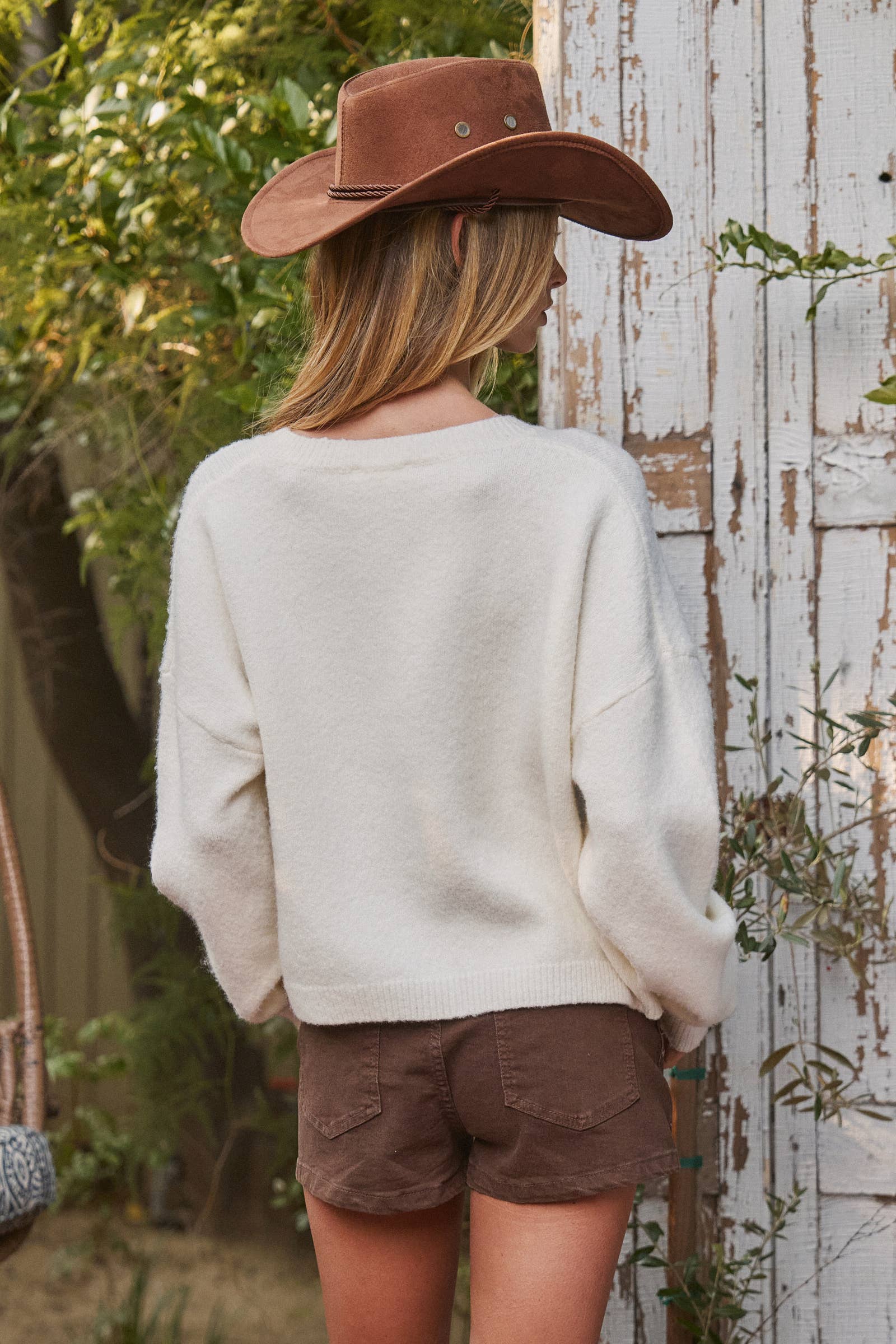 Western Horse Graphic Button Front Cropped Cardigan Sweater