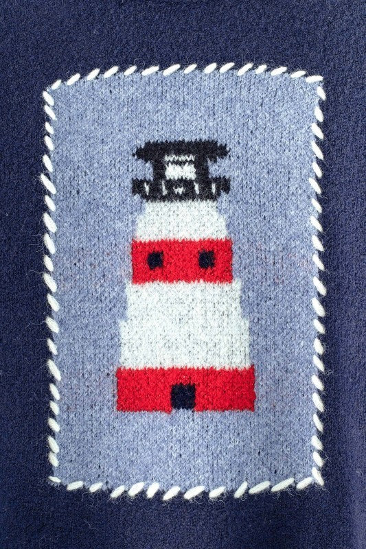 Lighthouse Knit Sweater in NAVY - Women's Sweaters | Urban Daizy