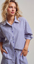 Urban Daizy Striped Seersucker Button-Down Shirt & Shorts Set Blue Lounge Set - Women's (UDST0148-Blue) – alternate view 15