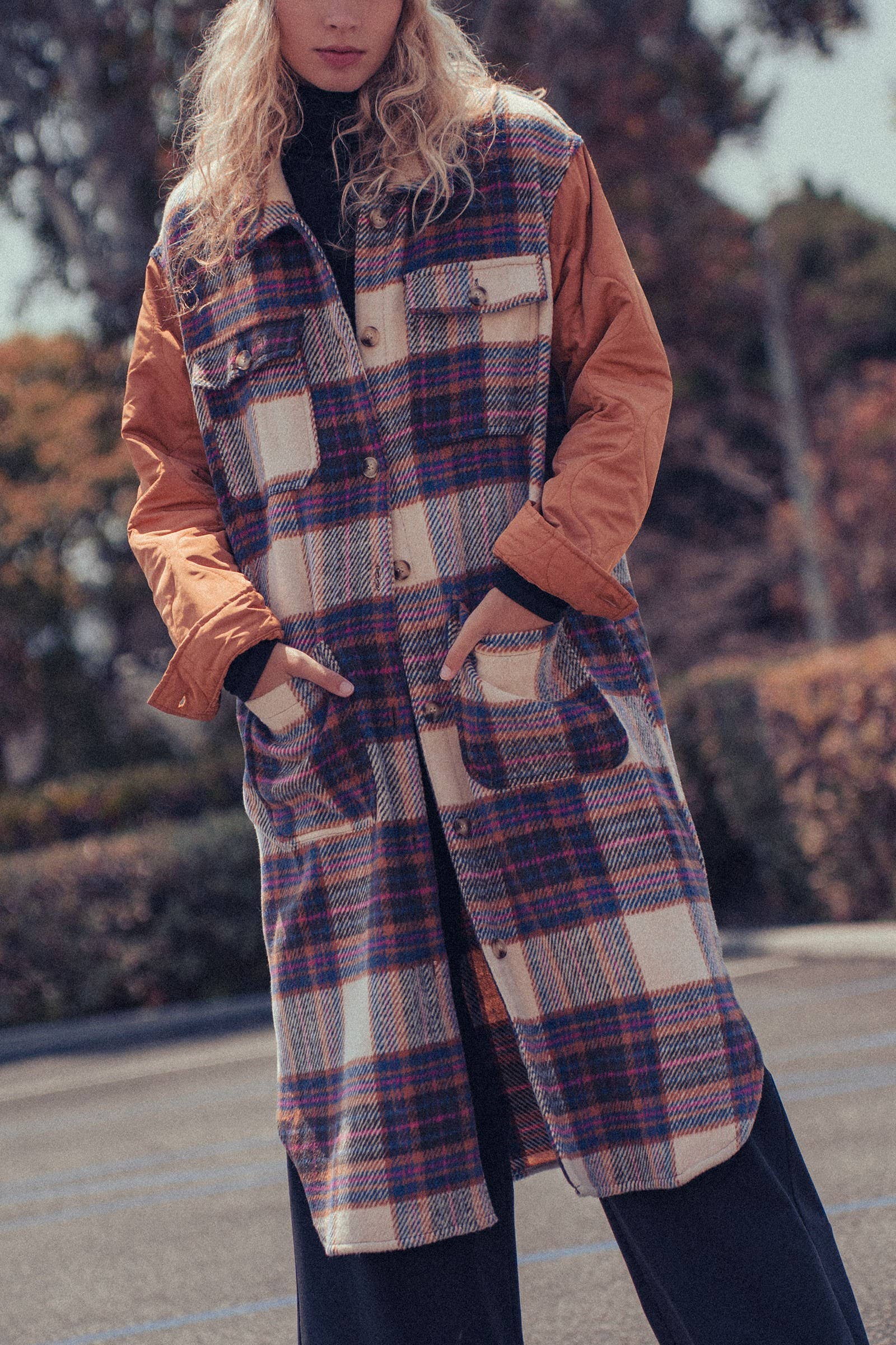 Plaid Patchwork Longline Coat