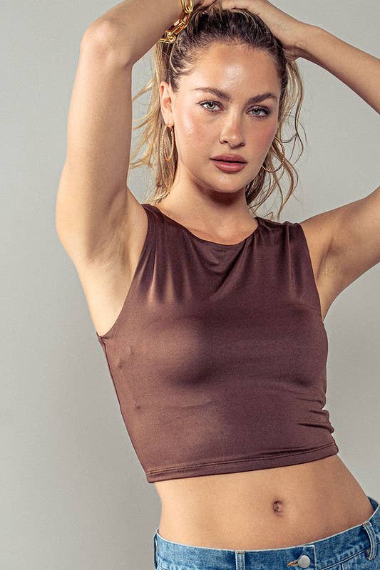 Urban Daizy Scoop Neck Fitted Cropped Summer Tank Top Black Tank Top - Women's (UDZ-TP-00579) – alternate view 11