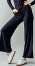 Urban Daizy Soft Ribbed Lettuce Hem Wide Leg Lounge Pants Black Pants - Women's (UDZ-PT-00262) – alternate view 5
