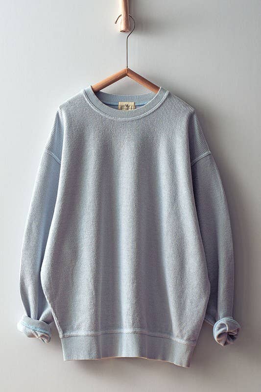 Urban Daizy Oversized Vintage Wash Ribbed Cotton Sweater Charcoal Sweatshirt - Women's (UDZ-KN-00544) – alternate view 26
