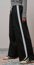 Side Stripe Drawstring Wide-Leg Pants in BLACK - Women's Casual Pants | Urban Daizy