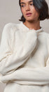 Striped Mock Neck Sweater with Rolled Neckline in IVORY - Women's Sweaters | Urban Daizy