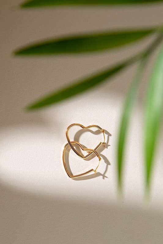 Urban Daizy 14K Gold Romantic Heart Shaped Statement Hoop Earrings Gold Hoop Earrings (UDZ-JW-00008)