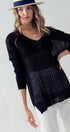 Urban Daizy Ribbed V-Neck Striped Tunic Top Black Tunic - Women's (UDZ-TP-00045)