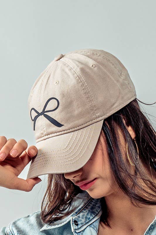 Urban Daizy Bow Graphic Relaxed Fit Baseball Cap Beige Baseball Cap - Women's (UDZ-AC-00112) – alternate view 14
