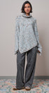 Chunky Knit Mock Neck Oversized Poncho Sweater in BLUE - Women's Sweaters | Urban Daizy