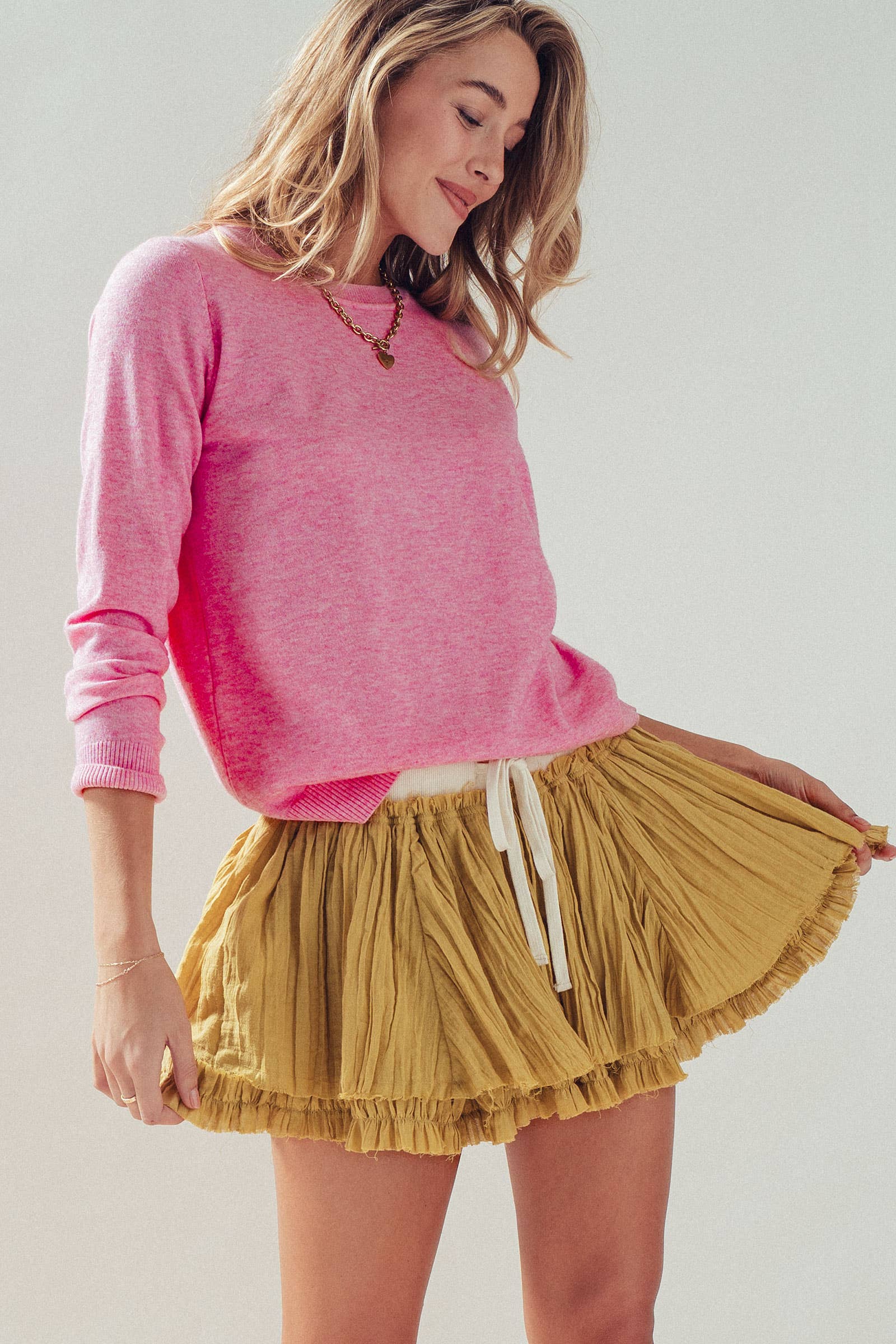 Soft Viscose Blend Crewneck Knit Pullover