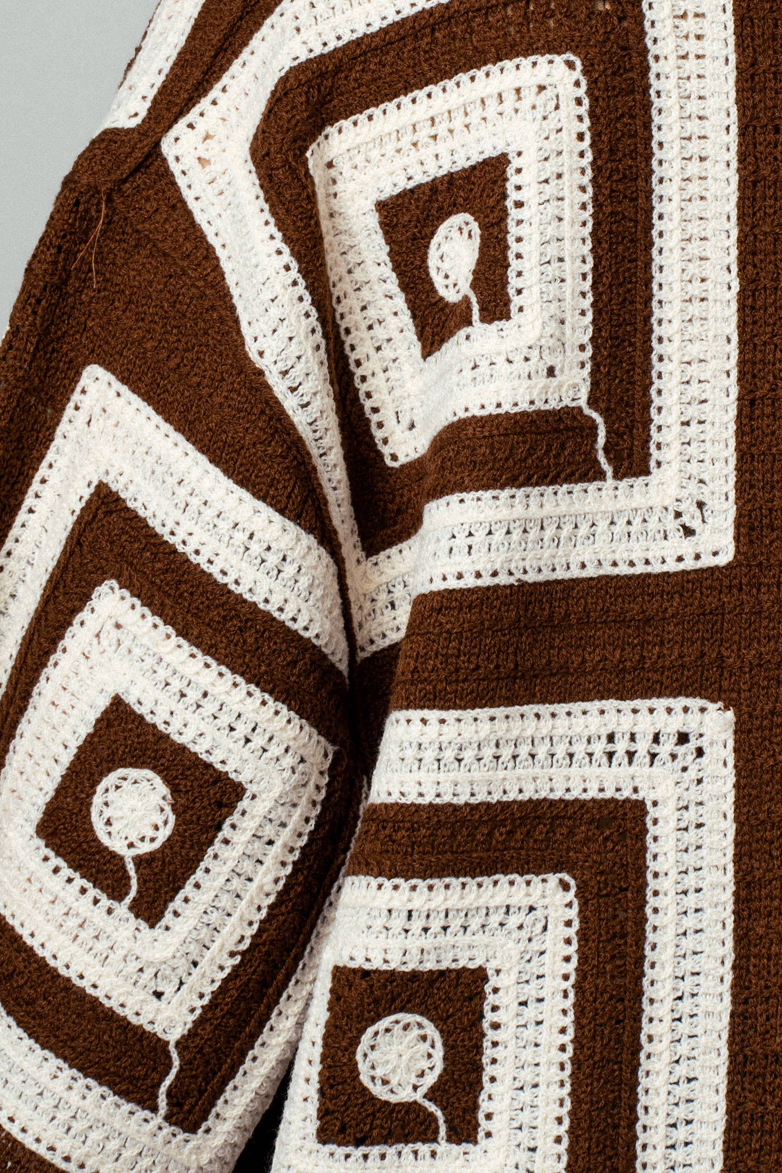 Geometric Granny Square Crochet Open Front Cardigan