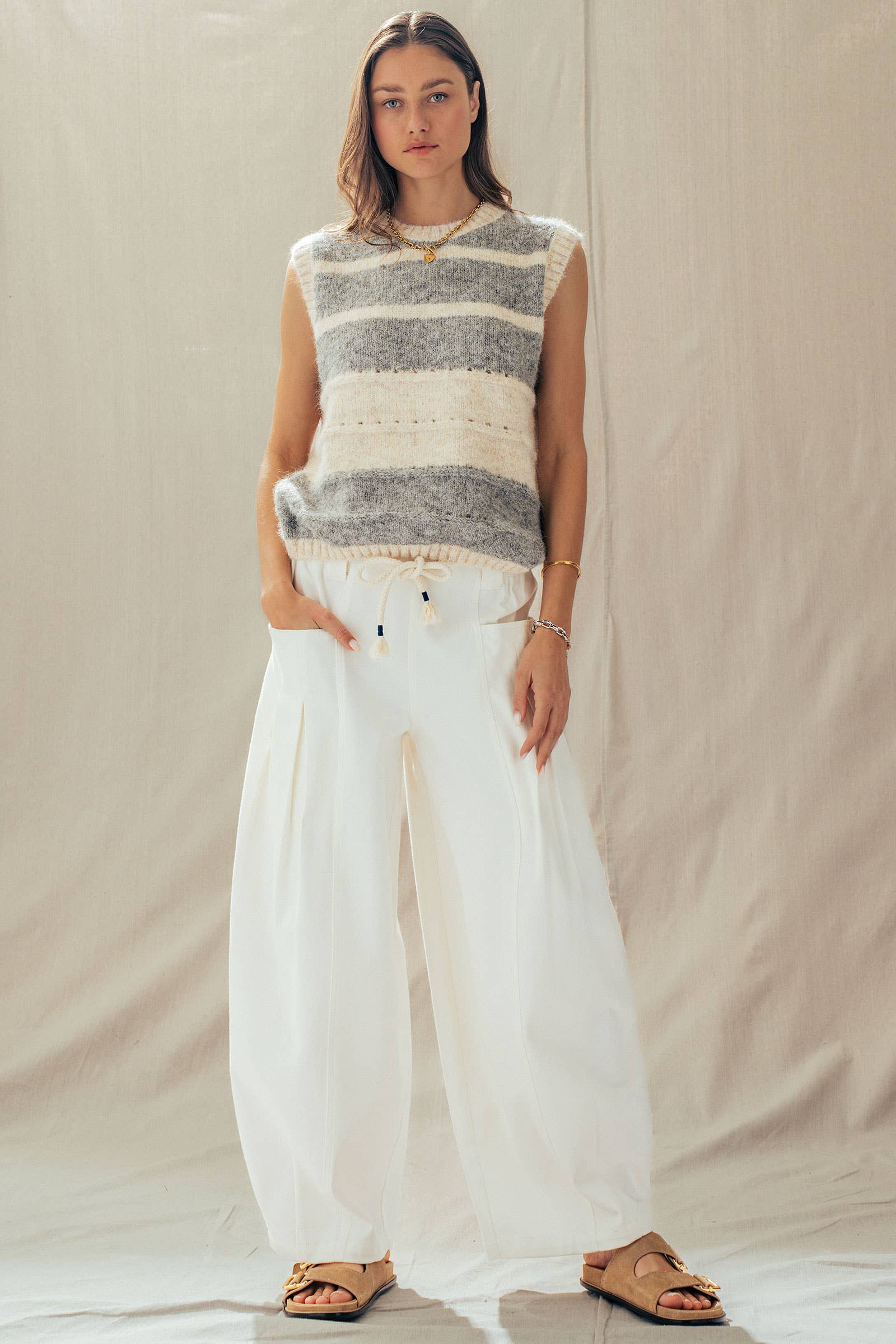 Striped Boho Knit Sweater Vest