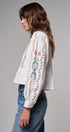 Folk Song Embroidered Peplum Blouse in WHITE - Women's Shirts & Blouses | Urban Daizy