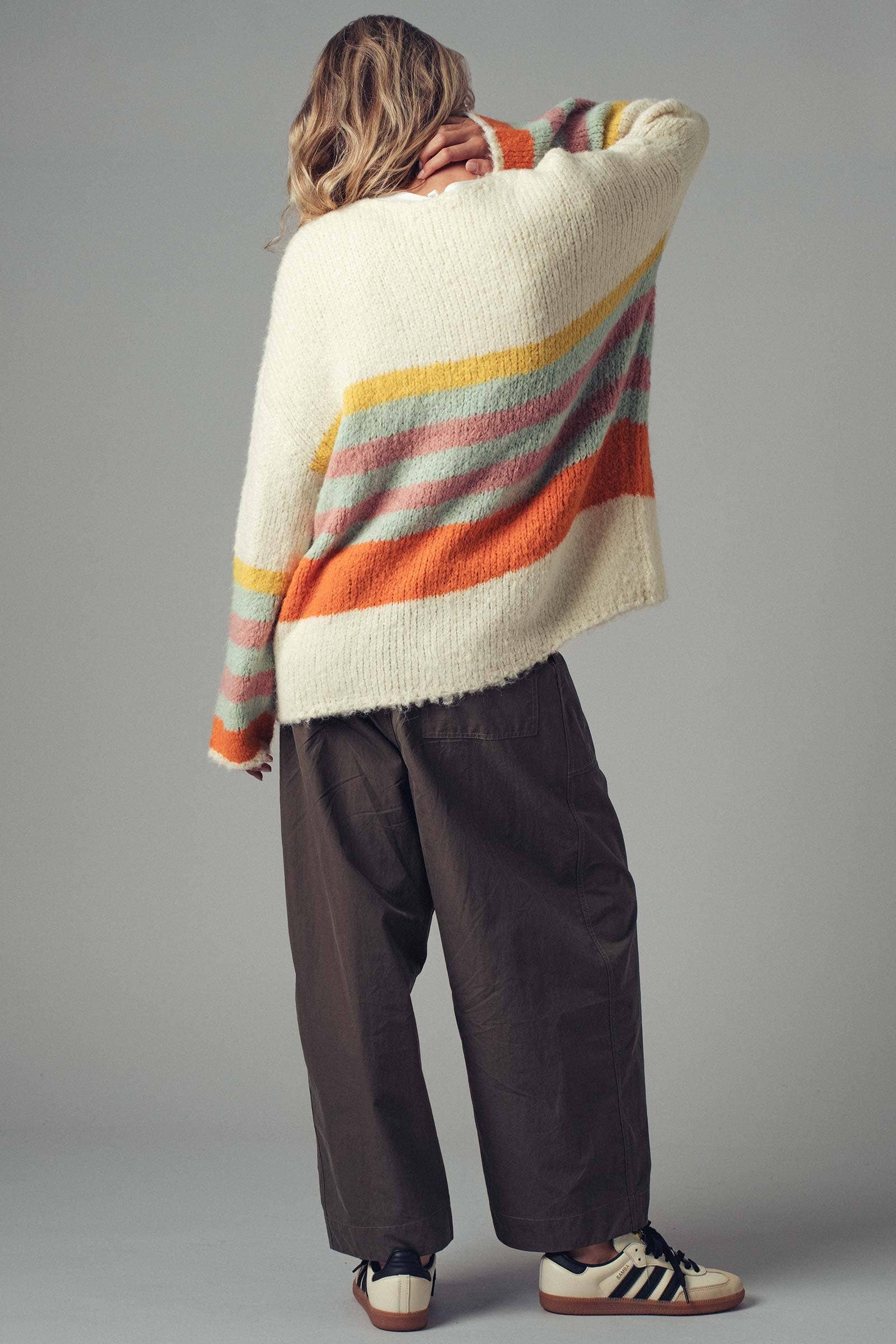 Urban Daizy Boho Stripe Cardigan Cream-Multi Cardigan - Women's (UDZ-KN-00358) – alternate view 4