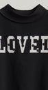 LOVED Varsity Patch Mock Neck Sweatshirt with Exposed Seams in BLACK - Women's Sweatshirts & Hoodies | Urban Daizy