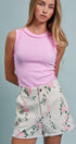 Urban Daizy Floral Print Raw Hem Cotton Shorts Cream-Pink Shorts - Women's (TNPT0839-Cream-Pink) – alternate view 11
