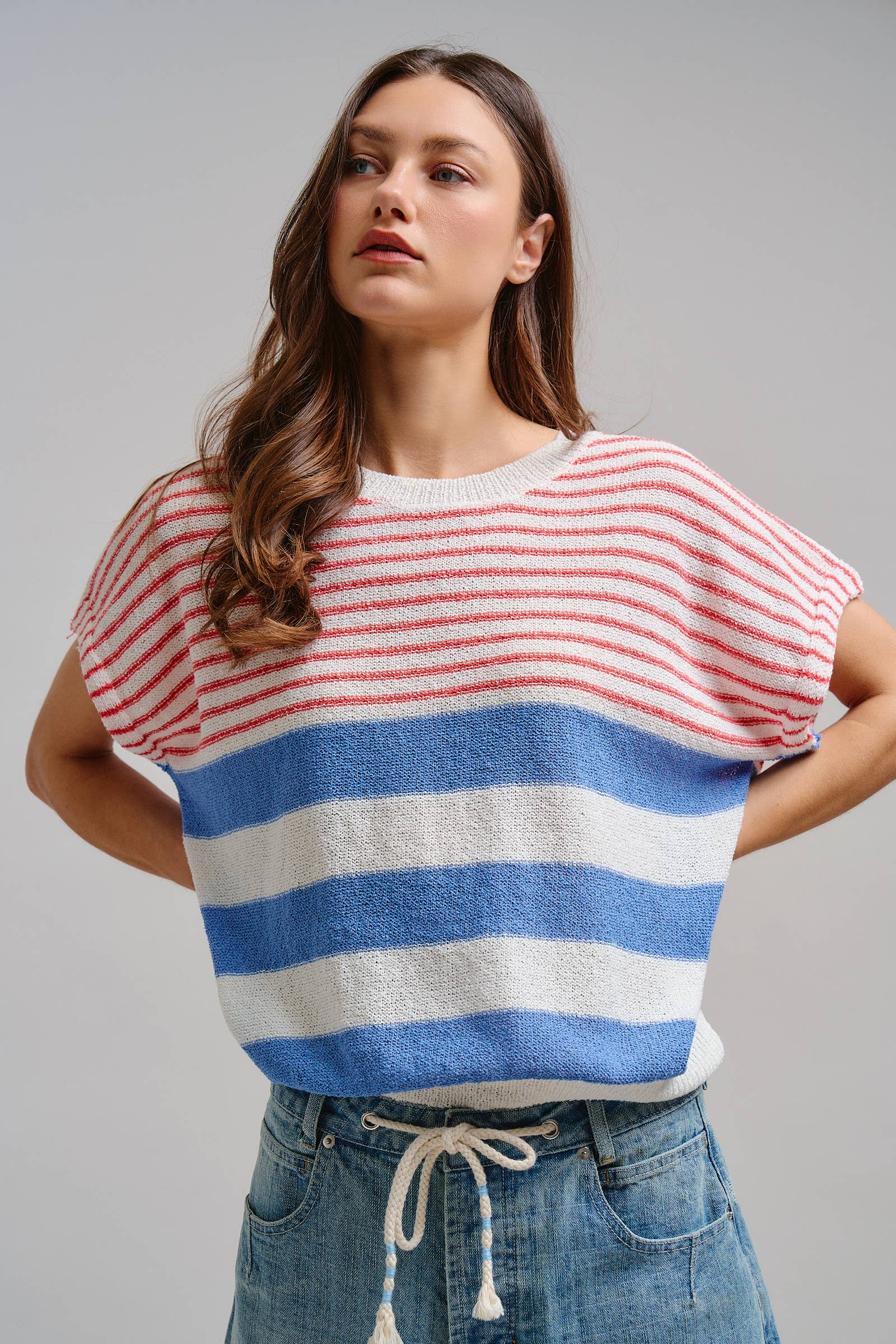 Urban Daizy Retro Striped Textured Knit Sweater Tee Mint Knit Sweater - Women's (TNTP4000-Mint) – alternate view 7
