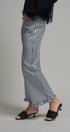Gingham Ruffle Hem Cropped Wide Leg Pants in Brown in BLACK - Women's Casual Pants | Urban Daizy