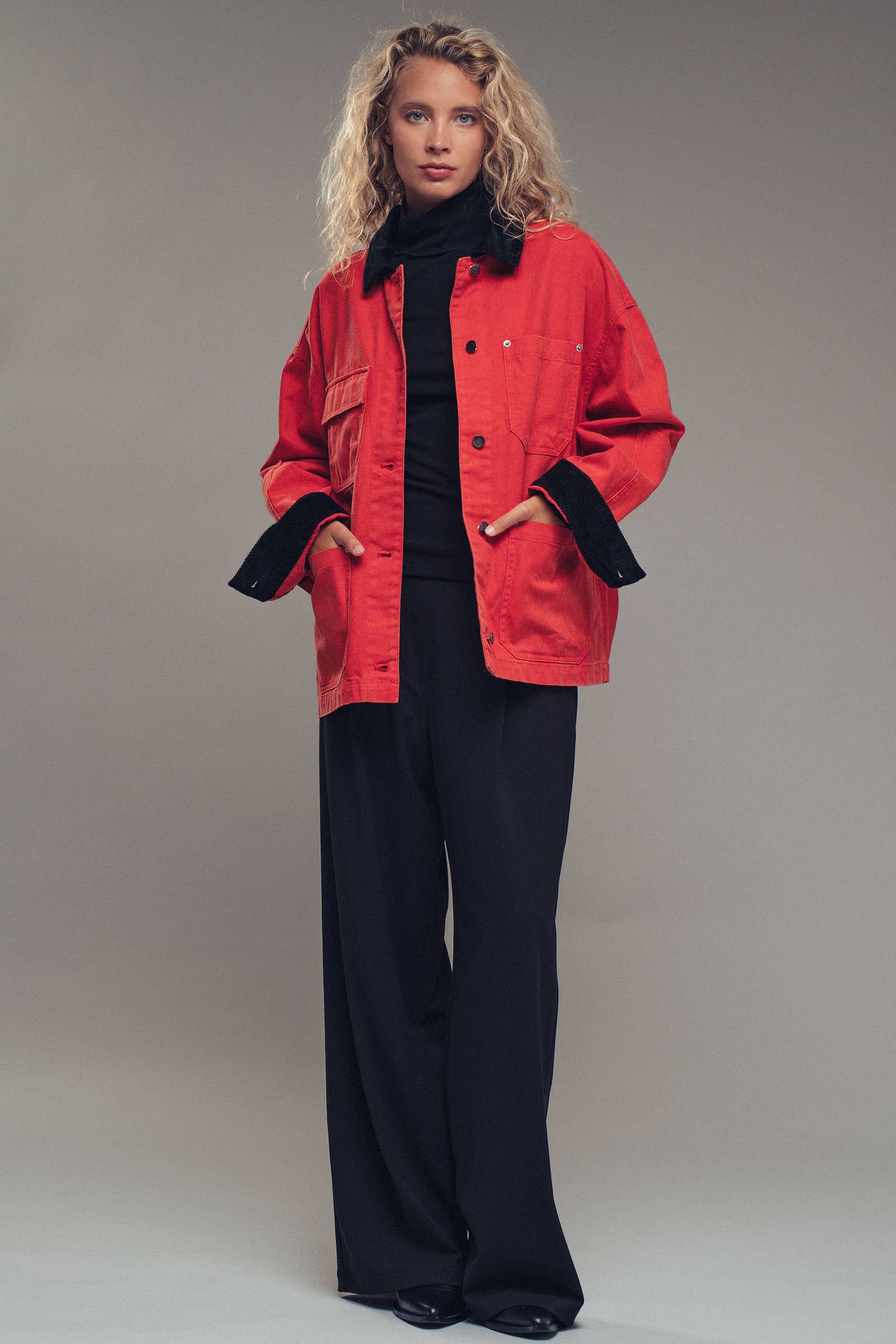 Urban Daizy Utility Contrast Collar Workwear Jacket Camel Jacket - Women's (UDZ-TP-00811) – alternate view 15