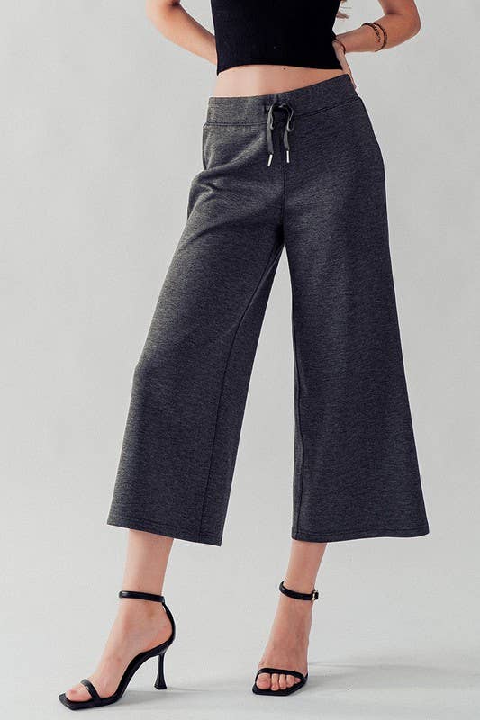 Urban Daizy Wide Leg French Terry Crop Pants Deep-Lavender Pants - Women's (UDZ-PT-00100) – alternate view 7