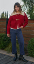 Toggle Front Sweater Jacket with Contrast Collar in RED - Women's Jackets & Blazers | Urban Daizy