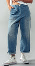 Urban Daizy Engineered Leg Wide Leg Denim Jeans Denim-Blue Lounge Sweatpants/Joggers - Women's (TNDN0284-Denim-Blue) ��� alternate 