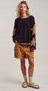 Urban Daizy Raw Seam Star Patch Slouchy Knit Top Brown Knit Top - Women's (UDTP1432-Brown) – alternate view 7