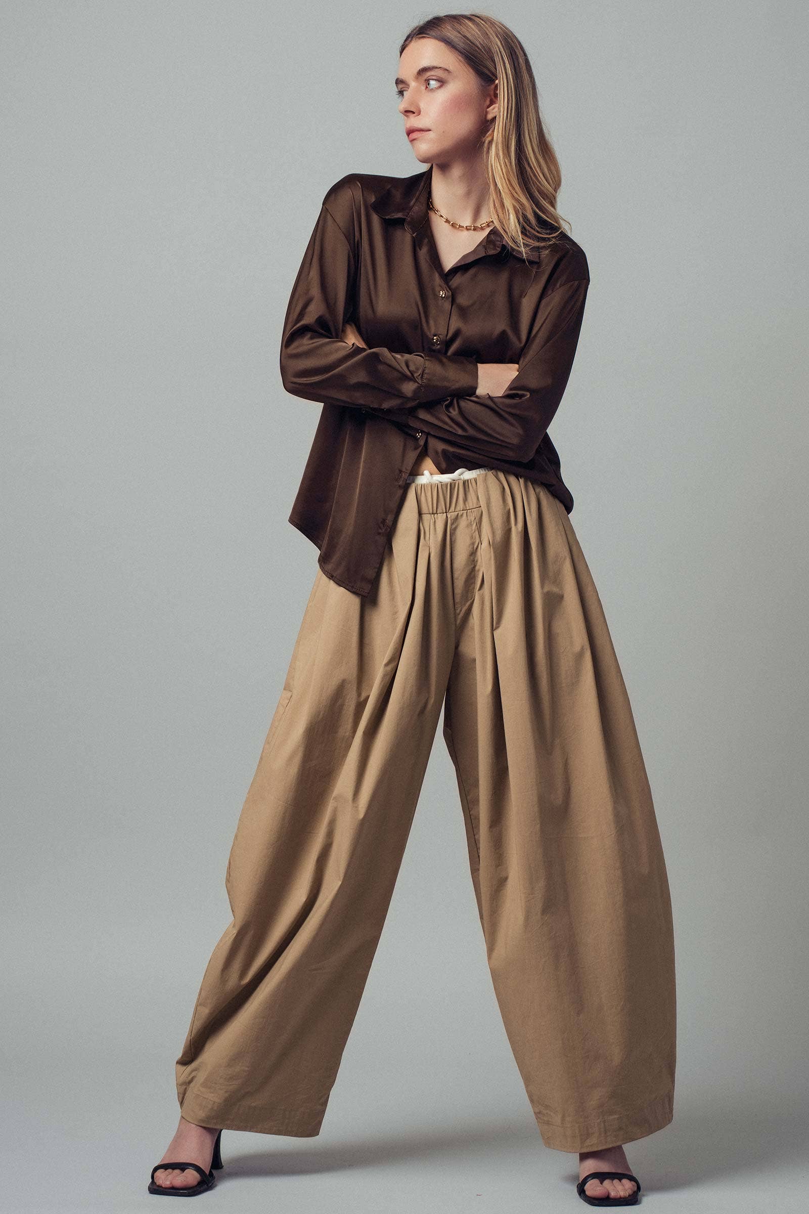 Satin Button Down Blouse