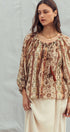 Urban Daizy Boho Off-Shoulder Floral Stripe Blouse Brown-Multi Blouse - Women's (UDZ-TP-01030) – alternate view 13