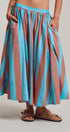 Urban Daizy Retro Chevron Stripe Elastic Waist Maxi Skirt Blue-Brown Skirt - Women's (UDSK0106-Blue-Brown) – alternate view 2