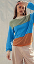 Urban Daizy Striped Cuff Colorblock Crewneck Sweater Rust-Multi Knit Sweater - Women's (UDZ-KN-00957) – alternate view 4
