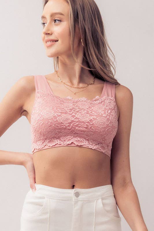 Urban Daizy Plus Size Elegant Lace Longline Bralette Navy Bralette - Women's (UDZ-TP-00528) – alternate view 6