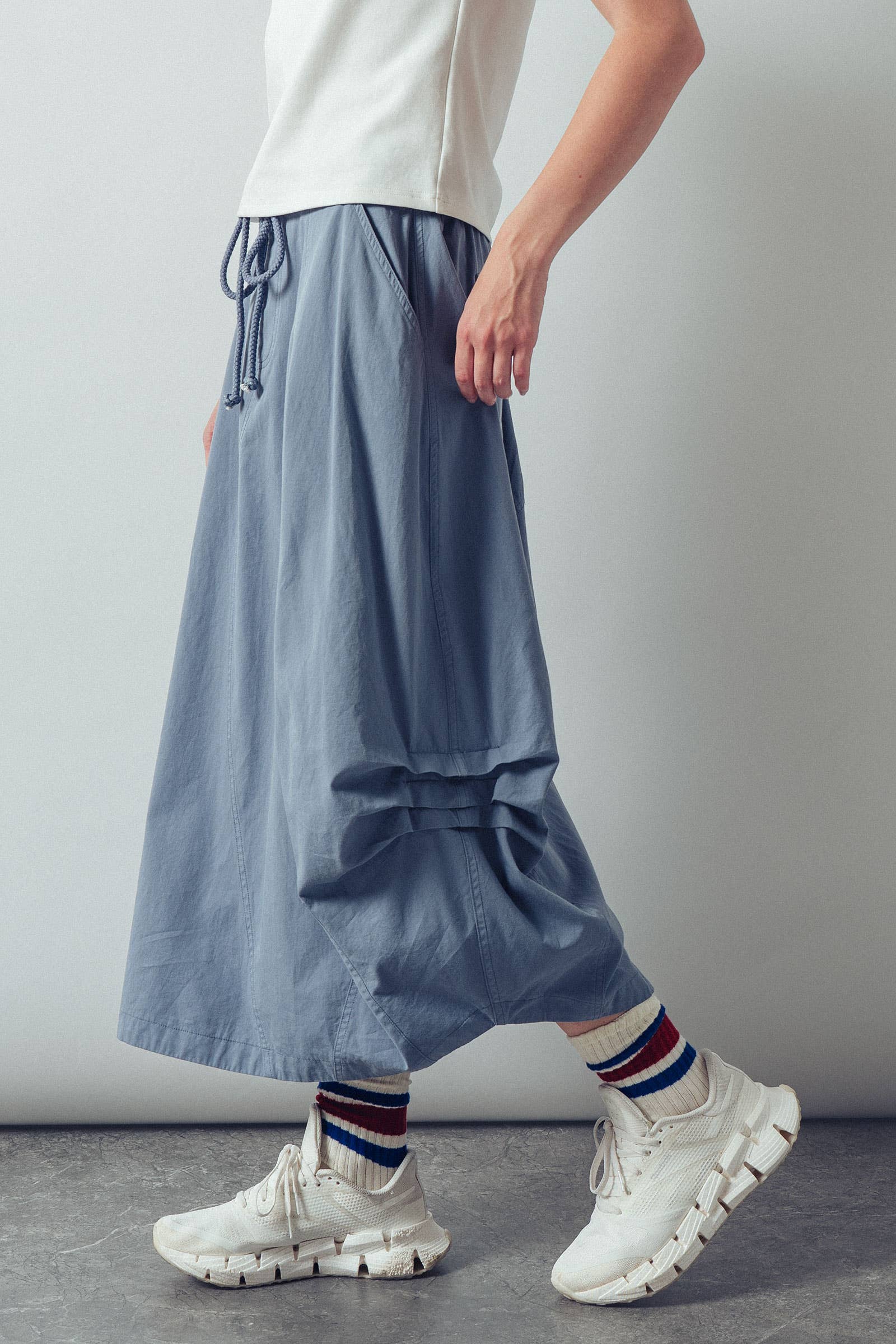 Balloon Hem Drawstring Maxi Skirt