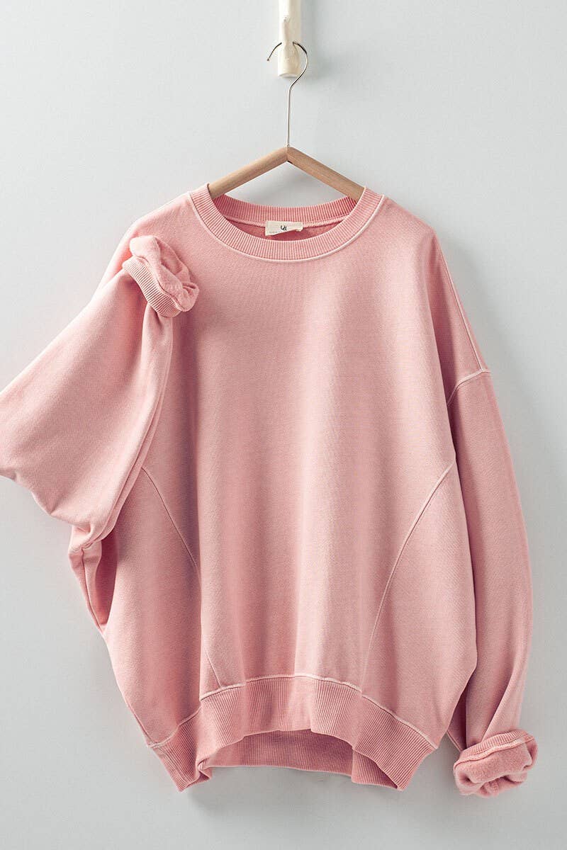 Crew Neck Comfort Washed Spring Sweatshirt