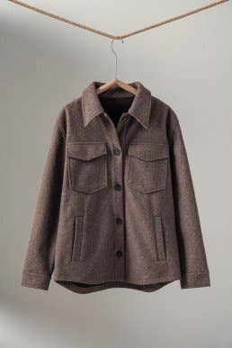 Urban Daizy Colorblock Wool Blend Shacket Jacket Black Shirt Jacket/Shacket - Women's (UDZ-TP-00812) – alternate view 4