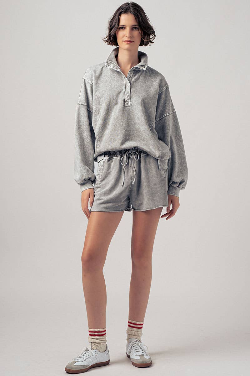 Vintage Wash Snap-Front Sweatshirt