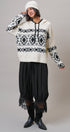 Nordic Fair Isle Hooded Sweater Wool Blend in IVORY BLACK - Women's Sweaters | Urban Daizy